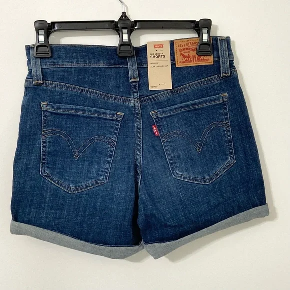 LEVI'S Sculpt Hypersoft Original Style Mid Length Denim Stretch Jean Shorts - Picture 6 of 12